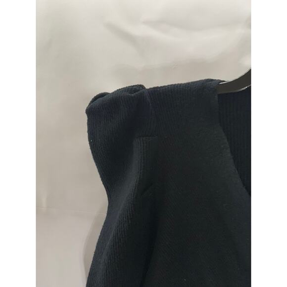 ASTR THE LABEL Women's Black Ribbed Puff Long Sleeve Surplice Top SZ XS - Picture 3 of 8